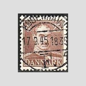 FRIMRKER DANMARK | 1942-44 - AFA 277 - Chr. X 25 re brun - Lux Stemplet 