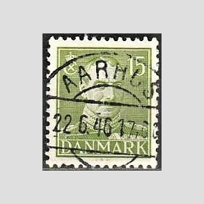 FRIMRKER DANMARK | 1942-44 - AFA 275 - Chr. X 15 re grn - Lux Stemplet Aarhus
