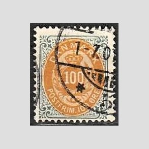 FRIM�RKER DANMARK | 1895 - AFA 31By - 100 �re gr�/gul omv. ramme - Stemplet