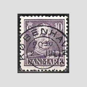 FRIMRKER DANMARK | 1942-44 - AFA 274 - Chr. X 10 re violet - Lux Stemplet