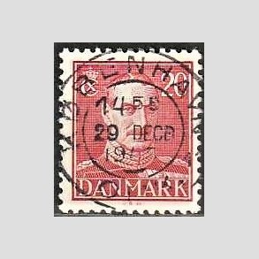 FRIMRKER DANMARK | 1942-44 - AFA 276 - Chr. X 20 re rd - Lux Stemplet