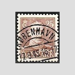 FRIMRKER DANMARK | 1942-44 - AFA 277 - Chr. X 25 re brun - Lux Stemplet 