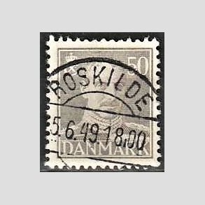 FRIMRKER DANMARK | 1945 - AFA 289 - Chr. X 50 re gr - Lux Stemplet Roskilde