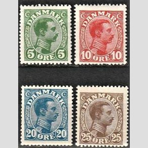 FRIMRKER DANMARK | 1913 - AFA 68,69,71,72 - Chr. X 5-25 re - Ubrugt