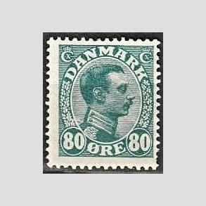 FRIMRKER DANMARK | 1915 - AFA 84 - Chr. X 80 re blgrn - Ubrugt