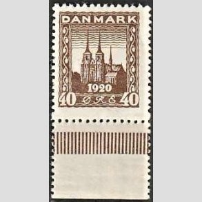 FRIM�RKER DANMARK | 1920-21 - AFA 114 - Genforening 40 �re brun - Postfrisk