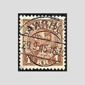 FRIMRKER DANMARK | 1934 - AFA 211 - Chr. X 1 Kr. brun - Lux Stemplet 