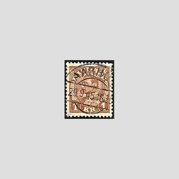 FRIMRKER DANMARK | 1934 - AFA 211 - Chr. X 1 Kr. brun - Lux Stemplet 