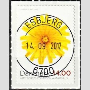 FRIM�RKER DANMARK | 2012 - AFA 1717 - Efter�rsblomster - 14,00 Kr. flerfarvet - Pragt Stemplet Esbjerg