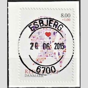 FRIMRKER DANMARK | 2013 - AFA 1747 - Red Barnet - 8,00 + 1,00 Kr. flerfarvet - Pragt Stemplet