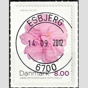 FRIM�RKER DANMARK | 2012 - AFA 1715 - Efter�rsblomster - 8,00 Kr. flerfarvet - Pragt Stemplet