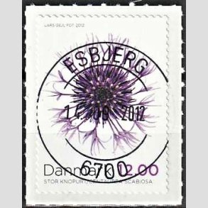 FRIM�RKER DANMARK | 2012 - AFA 1716 - Efter�rsblomster - 12,00 Kr. flerfarvet - Pragt Stemplet Esbjerg