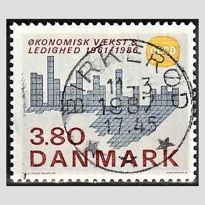 FRIM�RKER DANMARK | 1986 - AFA 875 - OEDC 25 �r - 3,80 Kr. flerfarvet - Pragt Stemplet Birker�d