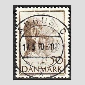 FRIM�RKER DANMARK | 1969 - AFA 480 - Fredrik IX 70 �r - 50 �re brun - Pragt Stemplet �rhus C