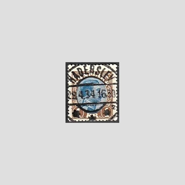 FRIMRKER DANMARK | 1921-22 - AFA 131a - Chr. X 1 Kr. brun/bl Type II - Pragt Stemplet