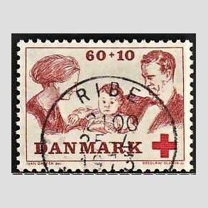 FRIMRKER DANMARK | 1969 - AFA 492 - Dansk Rde Kors velgrendhed - 60 + 10 re brunrd/rd - Pragt Stemplet