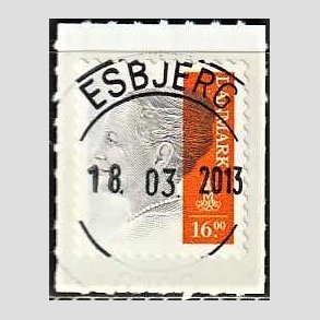 FRIMRKER DANMARK | 2013 - AFA 1737 - Dronning Margrethe - 16 Kr. gr/orange - Pragt Stemplet