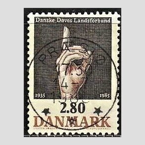 FRIM�RKER DANMARK | 1985 - AFA 844 - D�ves Landsforbund 50 �r - 2,80 Kr. flerfarvet - Pragt Stemplet Pr�st�