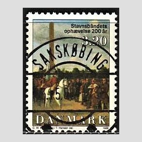 FRIM�RKER DANMARK | 1988 - AFA 910 - Stavnsb�ndets oph�velse 200 �r. - 3,20 Kr. flerfarvet - Lux Stemplet