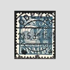 FRIM�RKER DANMARK | 1934 - AFA 215 - Karavel 30 �re bl� Type I - Lux stemplet Odense