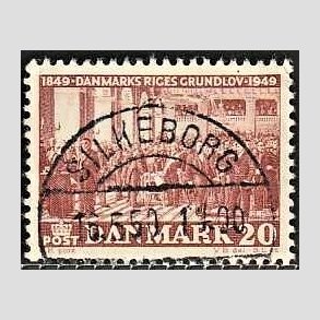 FRIM�RKER DANMARK | 1949 - AFA 315 - Grundloven 100 �r - 20 �re r�dbrun - Lux Stemplet Silkeborg