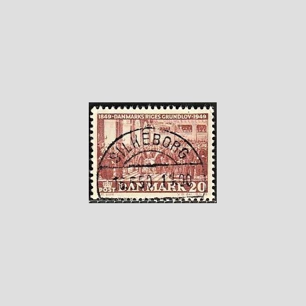 FRIMRKER DANMARK | 1949 - AFA 315 - Grundloven 100 r - 20 re rdbrun - Lux Stemplet Silkeborg
