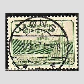 FRIM�RKER DANMARK | 1937 - AFA 239 - Chr. X 25 �re jubil�um 5 �re gr�n - Lux Stemplet H�ng