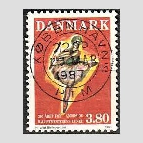 FRIM�RKER DANMARK | 1986 - AFA 873 - Balletten Amors luner - 3,80 Kr. flerfarvet - Pragt Stemplet