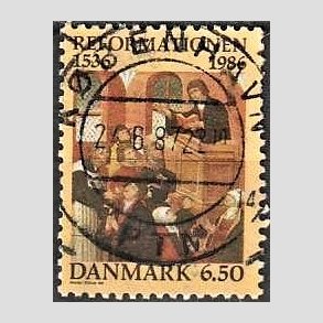 FRIM�RKER DANMARK | 1986 - AFA 874 - Reformationen - 6,50 Kr. flerfarvet - Pragt Stemplet