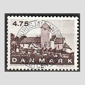 FRIMRKER DANMARK | 1990 - AFA 975 - Jyske landsbykirker - 4,75 Kr. brun - Pragt Stemplet