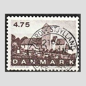 FRIMRKER DANMARK | 1990 - AFA 975 - Jyske landsbykirker - 4,75 Kr. brun - Pragt Stemplet