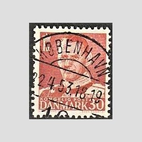 FRIMRKER DANMARK | 1952-53 - AFA 337 - Fr. IX 30 re rd - Lux Stemplet Kbenhavn