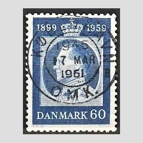 FRIM�RKER DANMARK | 1959 - AFA 376 - Frederik IX 60 �r - 60 �re bl� - Pragt Stemplet