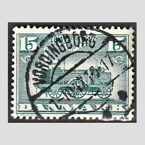 FRIM�RKER DANMARK | 1947 - AFA 302 - Danske jernbane 100 �r - 15 �re bl�gr�n - Pragt Stemplet