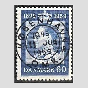 FRIM�RKER DANMARK | 1959 - AFA 376 - Frederik IX 60 �r - 60 �re bl� - Pragt Stemplet