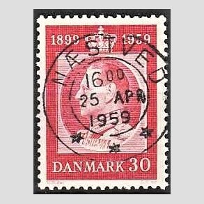 FRIM�RKER DANMARK | 1959 - AFA 374 - Frederik IX 60 �r - 30 �re r�d - Pragt Stemplet