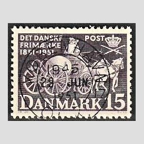 FRIM�RKER DANMARK | 1951 - AFA 331 - F�rste frim�rker 100 �r - 15 �re violet - Lux Stemplet