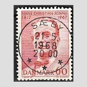 FRIM�RKER DANMARK | 1967 - AFA 466 - Chr. Sonne - 60 �re r�d - Pragt Stemplet S�by
