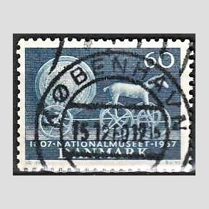 FRIM�RKER DANMARK | 1957 - AFA 371 - Nationalmuseets 150 �r - 60 �re bl� - Pragt Stemplet K�benhavn