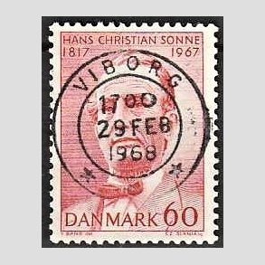 FRIM�RKER DANMARK | 1967 - AFA 466 - Chr. Sonne - 60 �re r�d - Pragt Stemplet