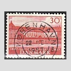 FRIM�RKER DANMARK | 1957 - AFA 370 - Nationalmuseets 150 �r - 30 �re r�d - Pragt Stemplet