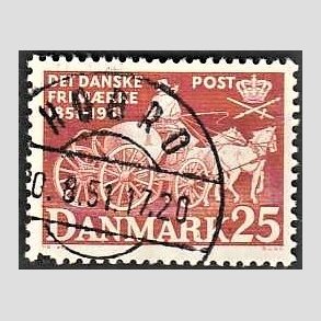 FRIM�RKER DANMARK | 1951 - AFA 332 - F�rste frim�rker 100 �r, 25 �re brunr�d - Pragt Stemplet