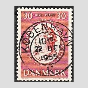 FRIM�RKER DANMARK | 1954 - AFA 357 - Kunstakademiet 200 �r - 30 �re r�d - Pragt Stemplet K�benhavn