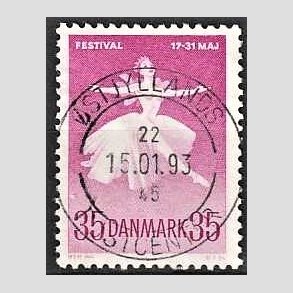 FRIM�RKER DANMARK | 1959 - AFA 377 - Ballet og Musikfestival - 35 �re r�dlilla - Pragt Stemplet