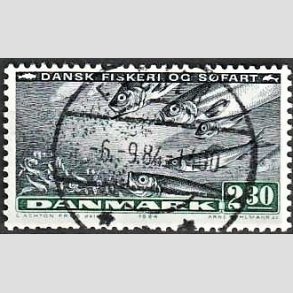 FRIM�RKER DANMARK | 1984 - AFA 809 - Fiskeri og s�fart - 2,30 Kr. sortbl�/gr�n - Lux Stemplet