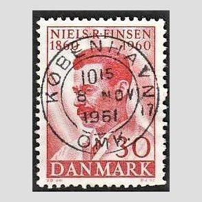FRIM�RKER DANMARK | 1960 - AFA 387 - Niels R. Finsen - 30 �re r�d - Pragt Stemplet