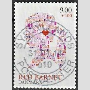 FRIMRKER DANMARK | 2013 - AFA 1768 - Red barnet - 9,00 + 1 Kr. flerfarvet - Pragt Stemplet