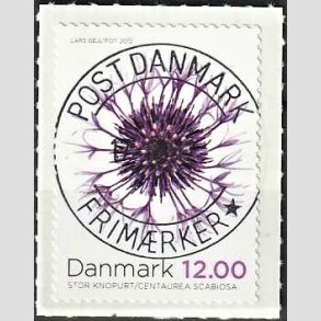 FRIM�RKER DANMARK | 2012 - AFA 1716 - Efter�rsblomster - 12,00 Kr. flerfarvet - Pragt Stemplet