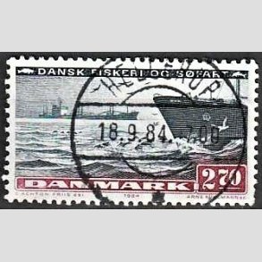 FRIM�RKER DANMARK | 1984 - AFA 810 - Fiskeri og s�fart - 2,70 Kr. sortbl�/r�dbrun - Pragt Stemplet Hellerup