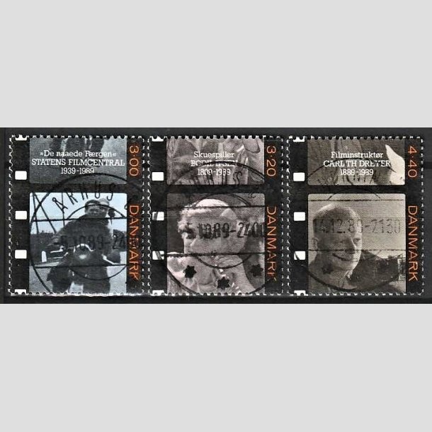 FRIMRKER DANMARK | 1989 - AFA 946,947,948 - Dansk film - 3,20-4,40 Kr. flerfarvet i st - Pragt Stemplet